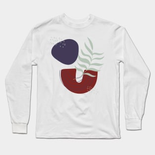 Abstract shapes leaves lines and dots digital design Long Sleeve T-Shirt